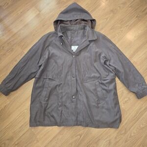 CBO New York Brown Button Up Lined Coat with Removable Hood Women's Size 4X